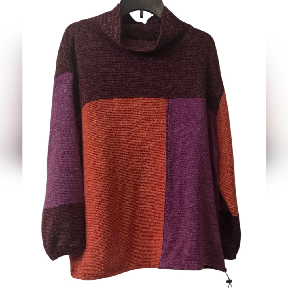 Tru Luxe Colorblock Cowl Neck Sweater Size L